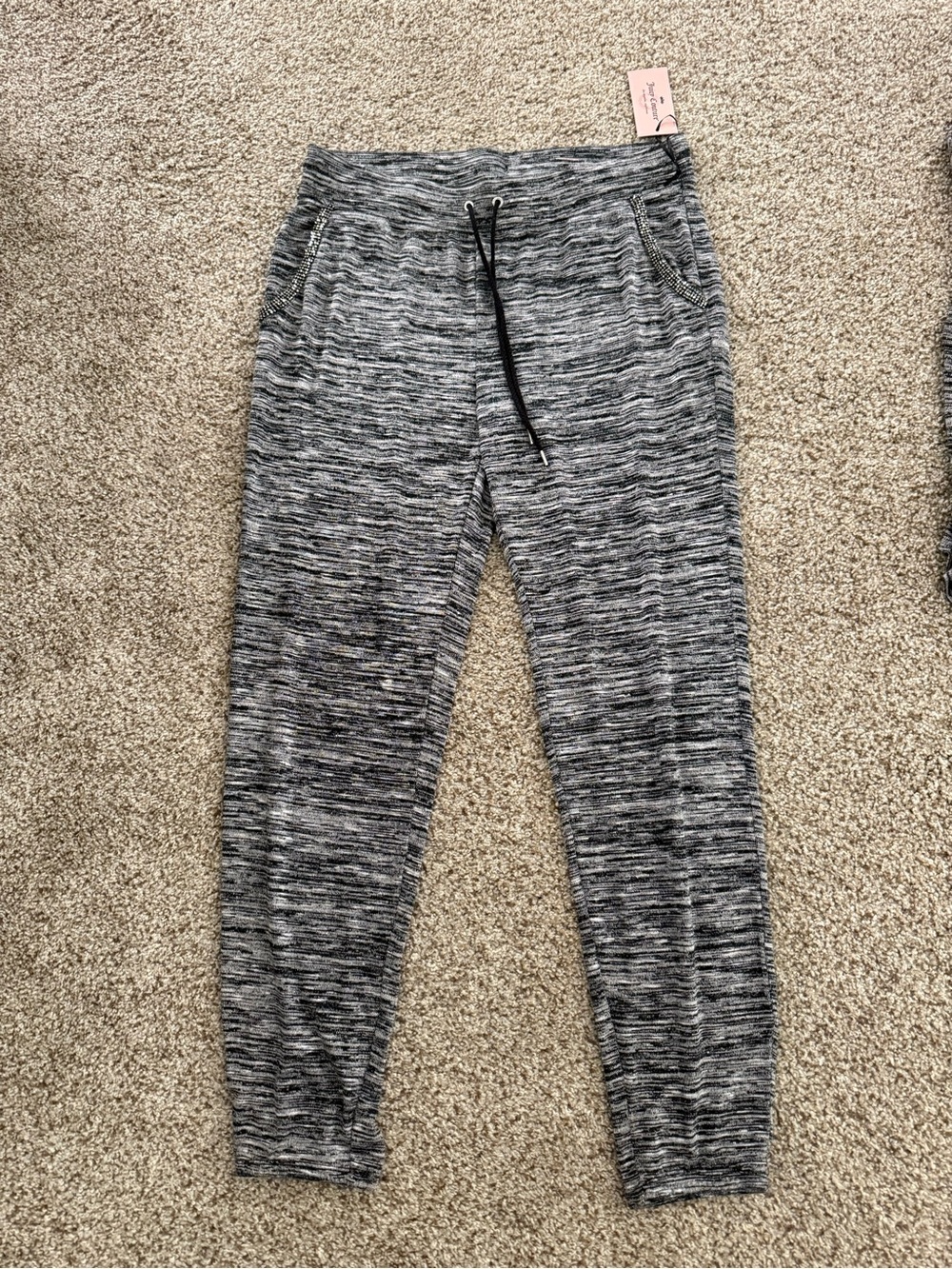 Juicy Couture Black and White Marled Jogger Pants and Matching Jacket NWT Size L